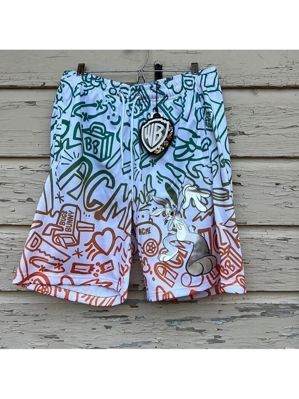 Vintage 90s Looney Tunes WB Cartoon Bugs Bunny Men’s Athletic Shorts New H5